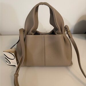 Polene Numero Neuf Mini Leather Shoulder Bag in Taupe